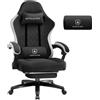 GTPLAYER Sedia da gaming, in tessuto, con cuscino a molla, ergonomica, girevole, con poggiapiedi, capacità di carico 150 kg, colore: nero