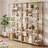 Tribesigns Libreria alta 180 cm, moderna libreria autoportante con 8 scaffali aperti, display alto, per soggiorno, camera da letto, casa, ufficio, oro e bianco (2 pezzi)