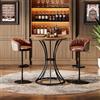 Tribesigns Tavolo da bar rotondo, altezza 95 cm, in legno, per bistrot, da pranzo, per 2 persone, con base in metallo, piano 60 x 60 cm, per cucina, caffè, cocktail, marrone (solo tavolo) (1)