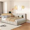 AONYAYBM Divano letto imbottito, 140 x 190 cm, letto matrimoniale con LED e USB, letto per ragazzi con 2 cassetti, letto da giorno con rete a doghe, divano letto, letto per ospiti, telaio del letto