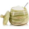 MARBLE RANGE Saliera in marmo di onice verde - Contenitore per sale e pepe da 11,4 cm, barattolo per sale, portasale, portaspezie, zuccheriera, sale celtico