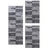 Carpetsale24, Set 3 Tappeti Shaggy Grigio per Camera da Letto - Pelo Lungo, Motivo a Quadri - 2x 60x110 cm + 1x 100x200 cm - Morbidi e Facili da Pulire