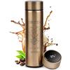 Maverton Tazza termica 450 ml, coperchio ermetico one-touch, gold, Caffeina | borraccia con incisione personalizzata in acciaio inox, Thermos tè caffè con display led, per donna