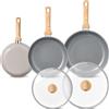 BLAZANT Set di 5 Padelle ad Induzione - Batteria di Cucina in Ceramica | Senza PFOA né PTFE, Fondo Molecolare ad Induzione 20/24/28 cm, Antiaderenti per la Cucina Quotidiana con Manici in Bachelite