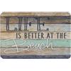 JOOCAR Life is Better at The Beach Zerbino in legno a righe per ingresso da spiaggia, 45 x 75 cm, antiscivolo, lavabile in lavatrice, morbido, per cucina, bagno, camera da letto