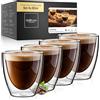 ElbFuchs® Set di tazzine caffè in vetro [4x 80ml] tazzine a doppia parete eleganti | trasparenti e compatte per espresso | idea regalo per uomo, mamma