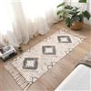 JaeMoose Tappeto boho da cucina bohémien, bagno, fattoria, in cotone marocchino trapuntato, con nappe, lavabile (grigio, 60 x 130 cm)