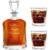 Maverton Set Decanter per Whisky in vetro, da 700ml | Incisione personalizzata, Caraffa+2/ 4/ 6 bicchieri, Regalo per l'anniversario per la coppia di sposi o fidanzati, Primula