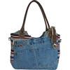 Sunsa Borsa a tracolla da donna sostenibile in tela e pelle riciclata, stile vintage, con manico extra incrociato che può essere utilizzato come borsa a tracolla, formato A4, Blu Colorido, XL