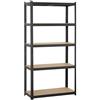 Yaheetech Scaffale/Scaffalattura Metallo da Garage 180 x 90 x 40 cm a 5 Ripiani Portata 175 kg per Ripiano in Acciaio Mensola da Cucina Magazzino Negozio Salvaspazio Nero