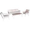 DRW Set divano a 3 posti + 2 poltrone e tavolo in alluminio bianco 73 x 75 x 194 cm