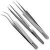 Medspo Pinzette di Precisione Set 3 Pezzi in Stainless Steel - Tweezers Professionali con Punta Fine Antiscivolo, Pinze Chirurgiche per Modellismo