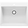PRIMAGRAN Lavello da Cucina Bianco 58x50cm, Lavandino in Granito a 1 vasca + Sifone Classico, Lavabo da Cucina Incasso al Mobile 60cm - Riga S306
