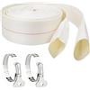 BRGD 30m Tubo Pompa Sommersa Industriale, 40mm Tubo di Scarico Piatto Bianco con Morsetto in Acciaio Inox per Pompe Sommerse, Irrigazione Giardino, Agricoltura, Piscine