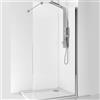 IMPALLI è casa IMPALLI Box Doccia Walk In H200 Cm Estensibile 168,5-170 Cm Parete Fissa Open Space Braccio Sostegno Cabina Doccia Cristallo Temperato 6 Mm Finitura Trasparente Profili Alluminio Cromo Lucido (170)