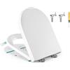 SONGMICS Sedile WC a Forma di D Lungo, Copriwater a Chiusura Rallentata, Maniglia, Sgancio Rapido, Asse WC Universale Facile da Montare, Sedile Water in Plastica PP, Regge 300 kg, Bianco BTL003WZ01