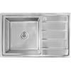 Omeere, Lavello da incasso, 80 x 50 x 21, in acciaio inox 304, spessore del materiale 0,9 mm, rettangolare, 1 scolapiatti R16 (scolapiatti destra-argento)