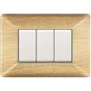 Electron 1 Placca, Made in Italy, 3 moduli/posti, Compatibile Con BTicino Matix, colore betulla, finitura legno, Placche In plastica di alta qualità, 100% compatibile con i supporti e i moduli originali