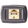Electron 1 Placca, 1 modulo/posto doppio, Schuko, UNEL, Compatibile Con BTicino Magic, alluminio notte, Placche arrotondate, Plastica di alta qualità, 100% compatibile con supporti e moduli originali