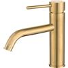 VALAZ Rubinetto Bagno Lavabo Oro Opaco | Apertura a Freddo, Miscelatore Lavabo Bagno Acqua Fredda e Calda, Risparmio Acqua | Installazione Facile e Veloce | Ottone, Inossidabile, Elegante, Serie Ason