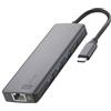 Cellularline HUB PRO - Hub 9 porte, Ricarica e Trasferimento Dati, 3 porte USB-A 3.0, USB-C Power Delivery fino a 100W - HDMI 4K@60Hz, LAN Ethernet, SD e Micro SD, Grigio metallico