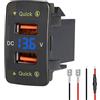Levigo Caricabatteria da auto USB QC3.0 ricarica rapida adatto per Honda Cars presa di alimentazione con 2 interfacce foro interruttore display LED misuratore di tensione adatto per modelli da 12/24