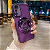 YANJIEER ESONG Trasparente Cover per Xiaomi 12 LITE, Ultra Sottile Brilla Donne Case con Anello Ring Supporto Magnetica, Custodia Antiurto Silicone Bumper Cavalletto Shell Viola