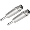 XINXINGDINGSHENG 2 adattatori da XLR a jack TRS, connettore stereo TRS maschio da 6,5 mm a XLR femmina, spina TRS a 3 pin, cambia genere per microfoni, mixer, altoparlanti, monitor (2 pezzi, argento)