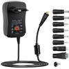 xruc 30 W Adattatore universale da 3 V 4,5 V 5 V 6 V 7,5 V 9 V 12 V 2 A AC/DC, caricatore di alimentazione trasformatore, 8 punte per adattatore, alimentatore-adattatore con tensione multipla per router