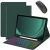 Generic Custodia con tastiera con Bluetooth retroilluminato a 7 colori, mouse wireless, slot per penna e supporto regolabile per Samsung Galaxy Tab A8 10,5 pollici 2022 (SM-X200/X205/X207)