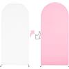 Mateju Copertura per Arco Nozze Reversibile Copertura per Fondale ad Arco Elasticità Bicolore Copertura Sfondo Arco per Decorazione Cerimonia Festa Compleanno (Bianco/Rosa,4ft (50x120cm))