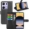 JIUNINE Cover per Redmi Note 14s, Custodia Portafoglio Libro in Pelle Sintetica Antiurto Cover Flip Case con [Carta Fessura] [Supporto Stand] [Fibbia Magnetica], Nero