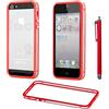 ebestStar - Bumper Cover Compatibile con iPhone SE 5S 5 Custodia Protezione Sottile Slim, Anti Shock Assorbimento Urti + Penna, Trasparente/Rosso [Apparecchio: 123.8 x 58.6 x 7.6mm, 4.0'']