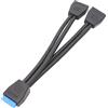 Shntig Cavo della Scheda Madre con Intestazione USB 3.0 da 2 Porte Femmina a 20 Pin Connessione Interna, Cavo sdoppiatore a Y a Doppia Porta USB 3.0 a 19 Pin