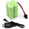 Gecoty® Batteria NI-MH da 4,8 V, batteria AA ricaricabile da 2400 mAh (non AAA) con spina SM, adatta per giocattoli telecomandati, utensili elettrici, elettrodomestici, con cavo di ricarica USB