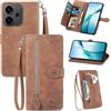 Fertuo Cover per OPPO Reno 14 F 5G, Custodia a Libro in Pelle PU Flip Case con Porta Carte, Chiusura Magnetica e Cinturino [Disegni di Fiori] Portafoglio Interno Silicone Antiurto, Marrone