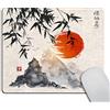 Wasach Tappetino per mouse da gioco personalizzato, alberi giapponesi, sole e montagne, tappetino per mouse 240 mm x 200 mm x 3 mm