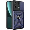 HONLEN Custodia Adatta per Redmi Note 13 Pro 5G / POCO X6 5G (6.67 Inches), Cover per PC Armor Anello kickstand con Base Magnetica - Blu