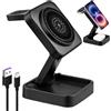 LEVMEK Caricatore Wireless 3 in 1 Pieghevole per i Phone 17/16/15/14/13/12, A pple Watch e Auricolari Bluetooth, Stazione di Ricarica Rapida 15W con Luce Notturna Touch e Base Antiscivolo