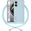 ANFAIRLACE Cover Cordino Compatibile con Xiaomi Poco X8 Pro Max, Custodia Laccio Trasparente Silicone Morbido Regolabile Antiurto Rinforza Angoli Cuscino d'Aria Chiaro Case, Blu