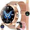 ZPIMY Smartwatch Donna Chiamata Bluetooth e Risposta Vivavoce, 1,09 Smart Watch Orologio Fitness con 123 Sport,Cardiofrequenzimetro,Pressione Sanguigna,SpO2,Notifiche Messaggi,Android iOS, Regali (Oro)