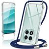 Kilbnom Cover per Xiaomi Redmi Note 14 PRO/Poco X7 5G con Cordino,Trasparente Custodia con Laccio Tracolla Cellulare Girocollo Collana Corda Catena Cinghia,Ultra Morbido Silicone TPU Case,Blu scuro