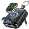 citicr Caricabatterie portatile, 10000 mAh, 22,5 W, ricarica rapida con cavi integrati, portachiavi da viaggio con display a LED, per Apple Watch Ultra 2/9/8/Ultra/7/6/SE/5, iPhone 16/15/14/13/12, nero