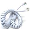Drut Cavo a Spirale RJ10 RJ9 RJ22 4P4C 4 Pin per cornetta telefonica da 2 m, Bianco da 6,5 Piedi