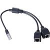 Tsophreniq Dispositivo multiplo 45 Splitter di rete 1 maschio a 2 femmina cavo adattatore Y cavo di prolunga Ethernet Condivisione Internet