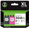 RUDGUZ 304 XL 304XL Multipack Compatibile con HP 304 Cartucce 304XL per HP Envy 5030 Cartucce 5010 5032 5020 DeskJet 3750 2630 3760 3762 3720 2620 (304 XL nero, confezione da 2)