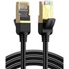 Ugreen Cavo di Rete Ethernet Cat 7 Cavetto Lan RJ45 Patch Alta Velocità S/STP 10 Gbps 600MHz 6ft/2m, Nero