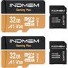 Wotbcg Confezione da 2 schede Micro SD da 32 GB con potenza ad alta velocità (90 MB/s di lettura, 25 MB/s di scrittura), compatibile con DSLR, drone, action cam e dispositivi portatili (2 schede micro SD + 2