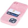 Dockem Custodia a Portafoglio per iPhone 13 con Piastra Metallica Incorporata per Montaggio Magnetico e 2 Tasche Porta Carte di Credito: Pelle Sintetica (Exec M2, 6,1 pollici, Rosa)