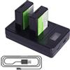 DENEEPR 2X DENEEPR 7.2V 2300mAh Li-ion con LED Caricabatteria doppio compatibile con Batteria Canon LP-E10 EOS 1100D 1200D 1300D 2000D, EOS Rebel T3, T5, T6, Kiss X50, Kiss X70 fotocamera reflex digitale